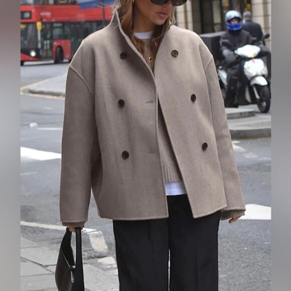 Commense Beige Jacket Oversized Double Breasted D… - image 2